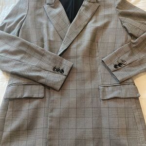 Rachel Zoe black and tan plaid blazer size L